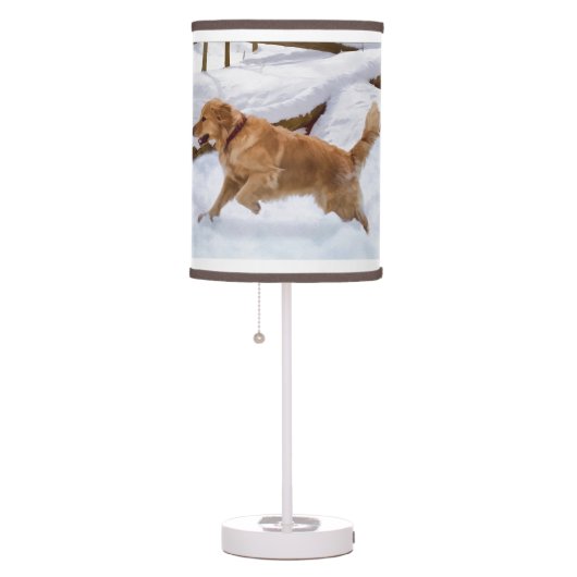 Golden Retriever Dog in the Snow Table Lamp (Right)