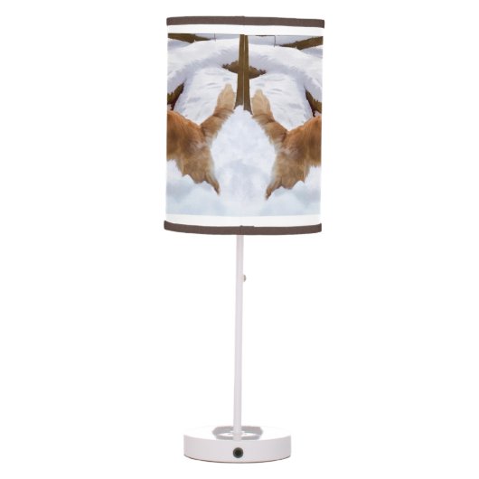 Golden Retriever Dog in the Snow Table Lamp (Back)