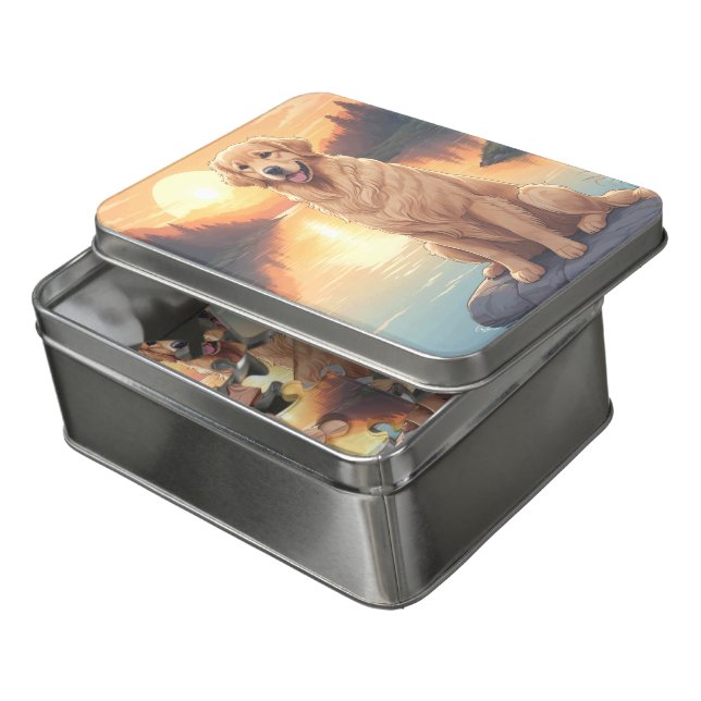 Golden Retriever dog Jigsaw Puzzle (Lid Open)