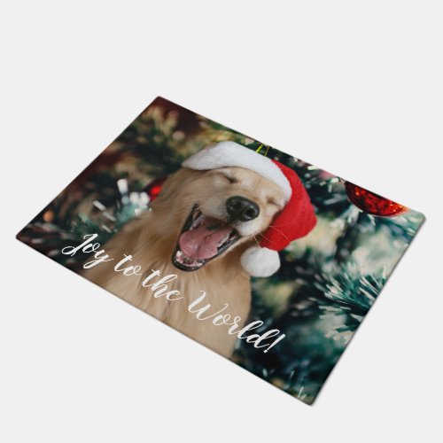 Golden Retriever Dog Joy to the World Christmas Doormat