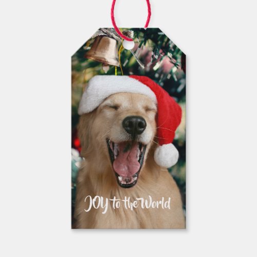Golden Retriever Dog Joy to the World Christmas Gift Tags