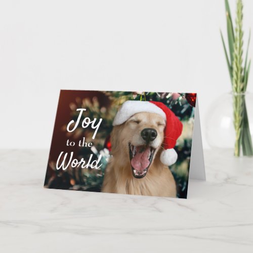 Golden Retriever Dog Joy to the World Christmas Holiday Card