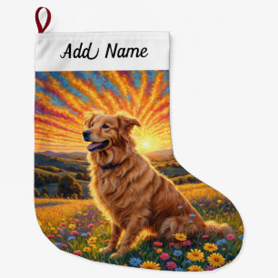 Golden Retriever Dog Large Christmas Stocking