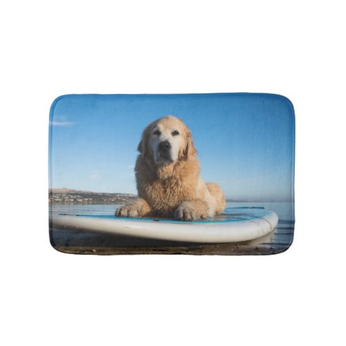 Golden Retriever Dog  Laying On A Paddle Board Bathroom Mat