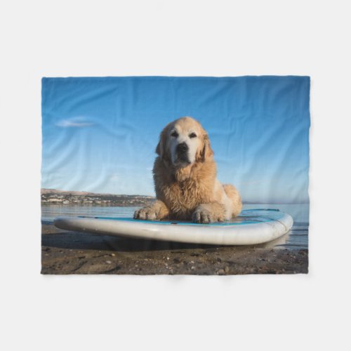 Golden Retriever Dog  Laying On A Paddle Board Fleece Blanket