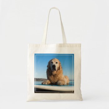 Golden Retriever Dog  Laying On A Paddle Board Tote Bag by welcomeaboard at Zazzle