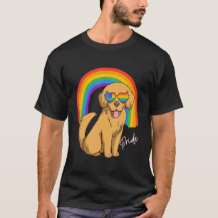 Golden Retriever Dog Lgbt Pride Rainbow Us Merica  T-Shirt