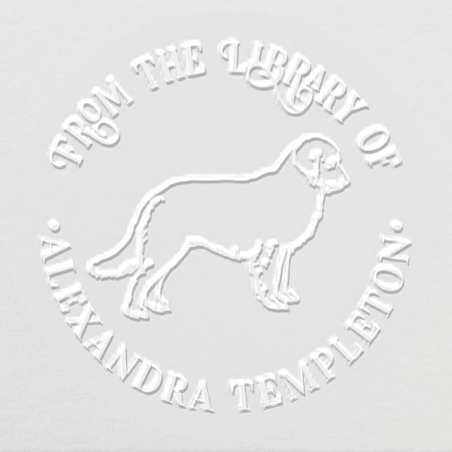 Golden Retriever Dog Library Book Name Embosser (Design)