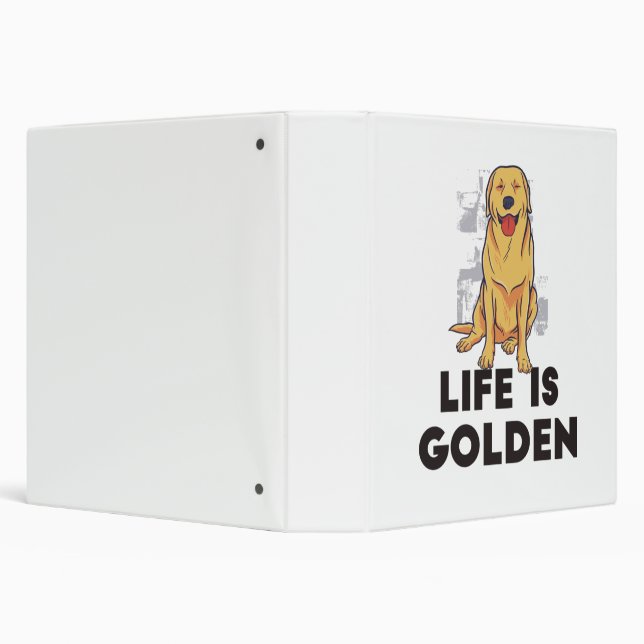 Golden Retriever Dog - Life Is Golden 3 Ring Binder (Background)
