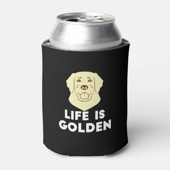 Golden Retriever Dog - Life Is Golden Can Cooler (Can Front)