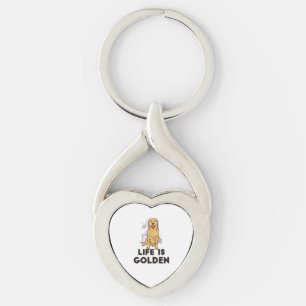 Golden Retriever Dog - Life Is Golden Keychain