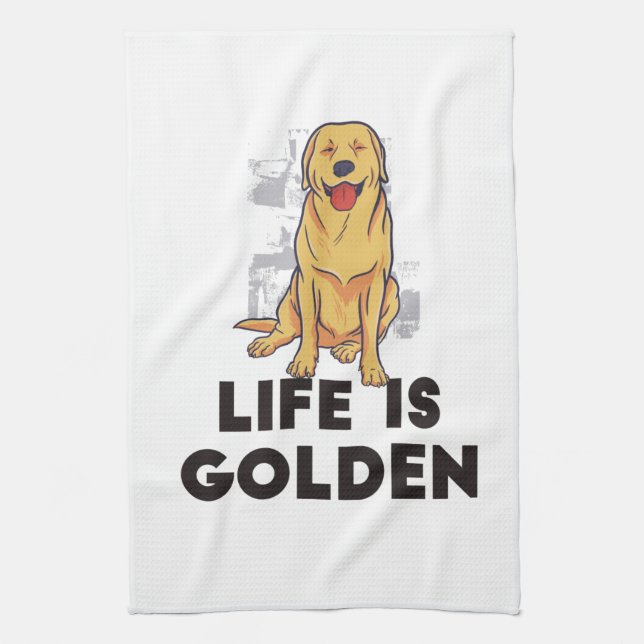 Golden Retriever Dog - Life Is Golden Kitchen Towel (Vertical)