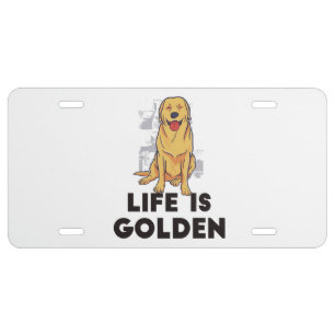 Golden Retriever Dog - Life Is Golden License Plate