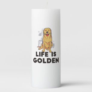 Golden Retriever Dog - Life Is Golden Pillar Candle