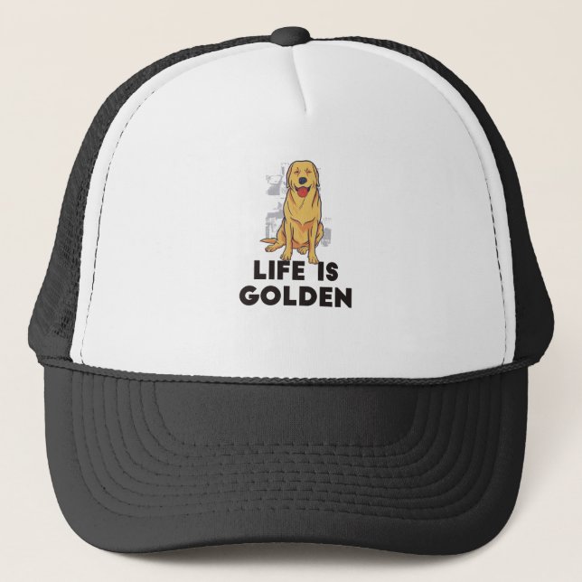 Golden Retriever Dog - Life Is Golden Trucker Hat (Front)