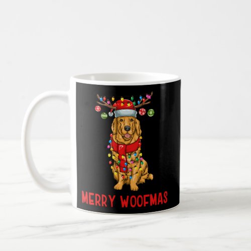 Golden Retriever Dog Lights Merry Woofmas Coffee Mug