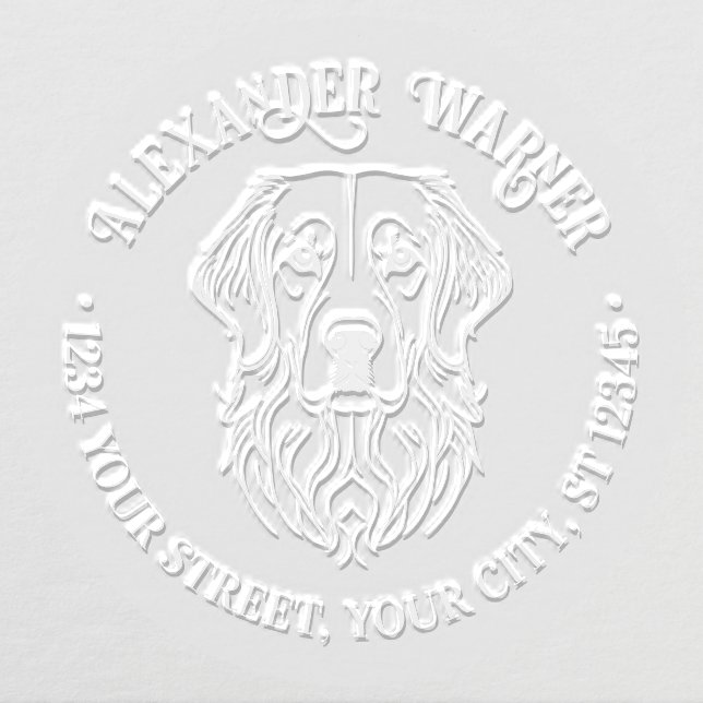 Golden Retriever Dog Line Art Name Return Address Embosser (Design)