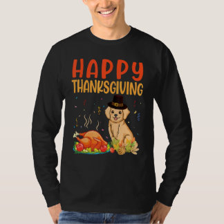 Golden Retriever Dog Look Turkey Meat Happy Thanks T-Shirt