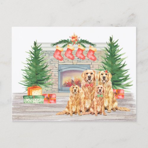 Golden Retriever Dog Lover Christmas Holiday Postcard