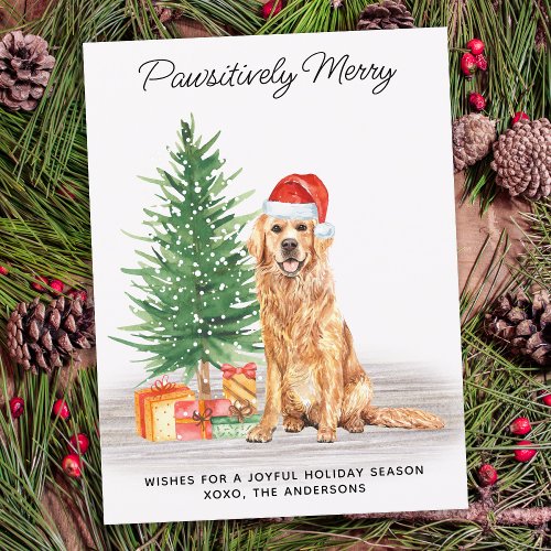 Golden Retriever Dog Lover Custom Merry Christmas Holiday Postcard