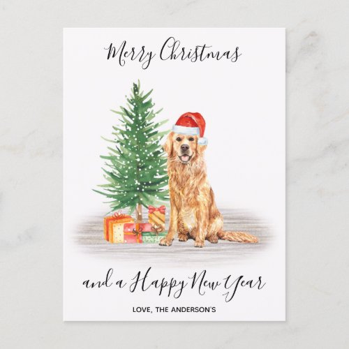 Golden Retriever Dog Lover Cute Merry Christmas Ho Holiday Postcard
