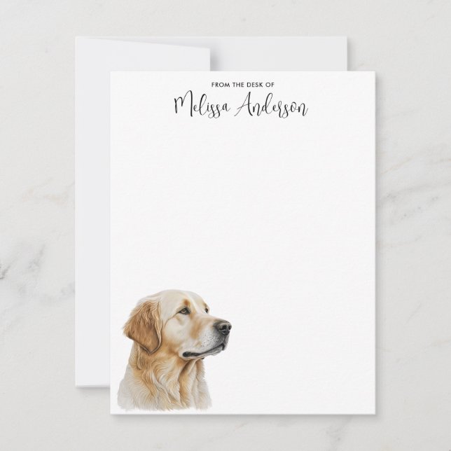 Golden Retriever Dog Lover Personalized Watercolor Note Card (Front)