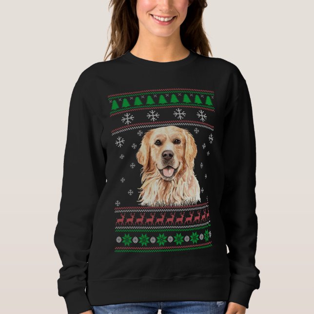 Golden Retriever Dog Lover Ugly Christmas Sweater  (Front)
