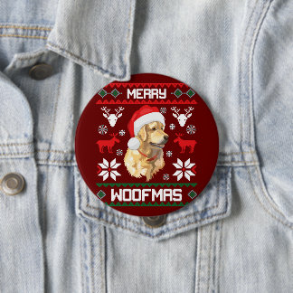 Golden Retriever Dog Merry Woofmas Christmas Sweat Button