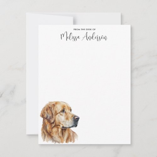 Golden Retriever Dog Modern Watercolor Personalize Note Card
