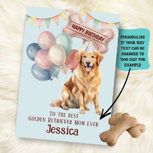 Golden Retriever Dog Mom/Dad Birthday Card