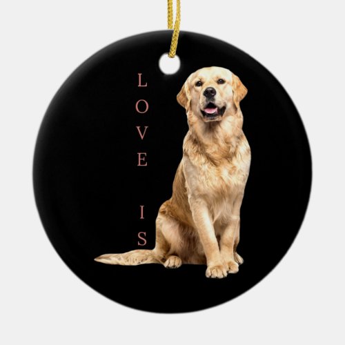 Golden Retriever Dog Mom Dad Love Puppy Pet Tee Ceramic Ornament