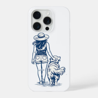 Golden Retriever Dog Mom Line Art Illustration - W iPhone 15 Pro Case