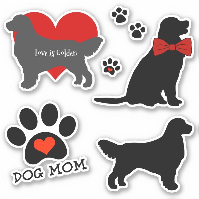 Golden Retriever Dog Mom Silhouette Group Sticker (Front)