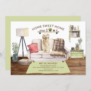 Golden Retriever Dog Moving Announcement