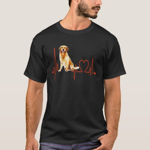 Golden Retriever Dog My Heartbeat EKG Dogs My Card T-Shirt