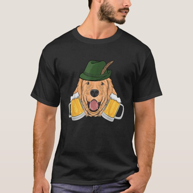Golden Retriever Dog Oktoberfest Cute Puppy German T-Shirt (Front)