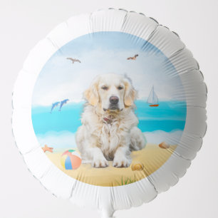 Golden Retriever Dog on Beach Balloon