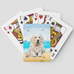 Golden Retriever Dog on Beach Poker Cards