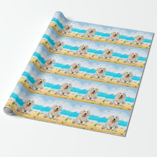 Golden Retriever Dog on Beach Wrapping Paper