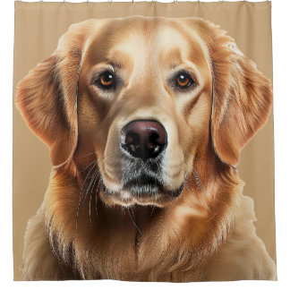 Golden Retriever Dog on Shower Curtain