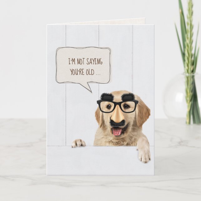 Golden Retriever dog on wood with mask Card (Front)