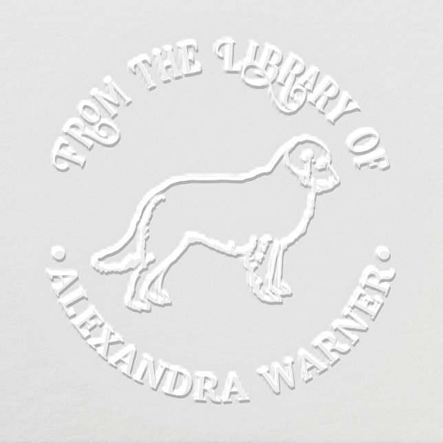 Golden Retriever Dog Outline Library Book Name Embosser (Design)