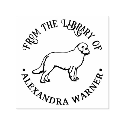 Golden Retriever Dog Outline Library Book Name Self_inking Stamp