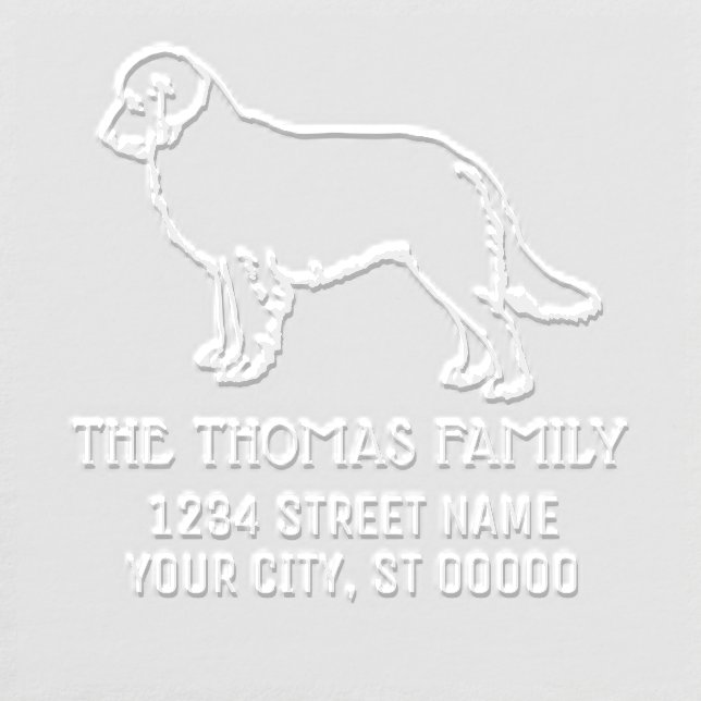 Golden Retriever Dog Outline Name Address Embosser (Design)
