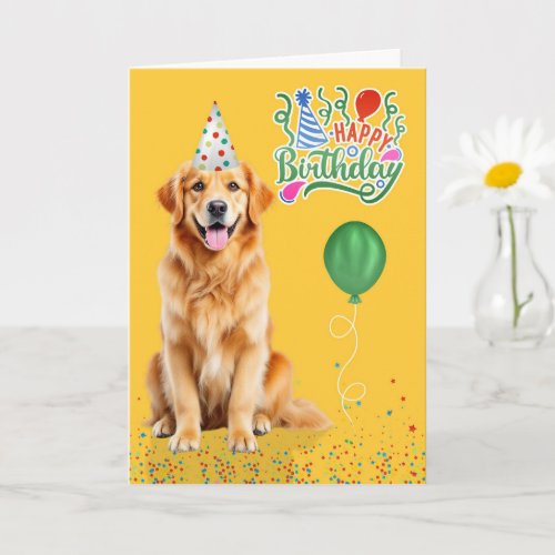 Golden Retriever Dog Party Hat Yellow Birthday