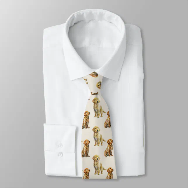 Golden Retriever Dog Pattern Neck Tie | Zazzle