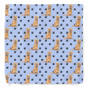 Golden Retriever Dog Paw Prints Pattern Bandana