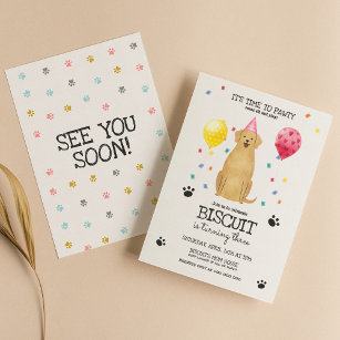 Golden Retriever Dog Pawty Puppy Birthday Pink Invitation