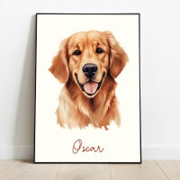 Golden Retriever Dog Personalised Pet Sketch