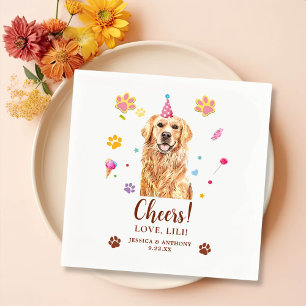 Golden Retriever Dog Personalized Cheers Napkins